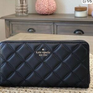 Kate Spade Quilted Large Black Wallet